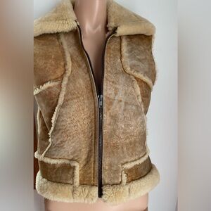 PTP 19” 🐑 sheepskin vintage vest real sheep shearling sueded leather luxe